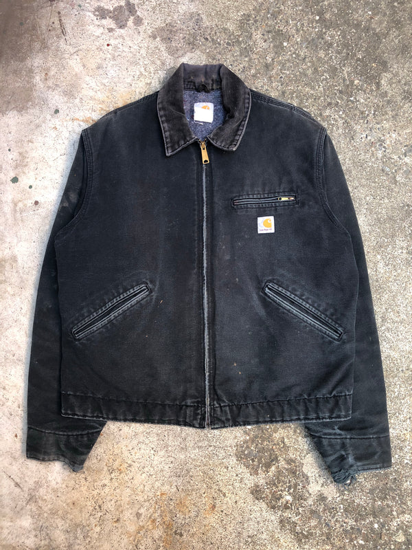 1990s Carhartt Faded Black Lined Work Jacket