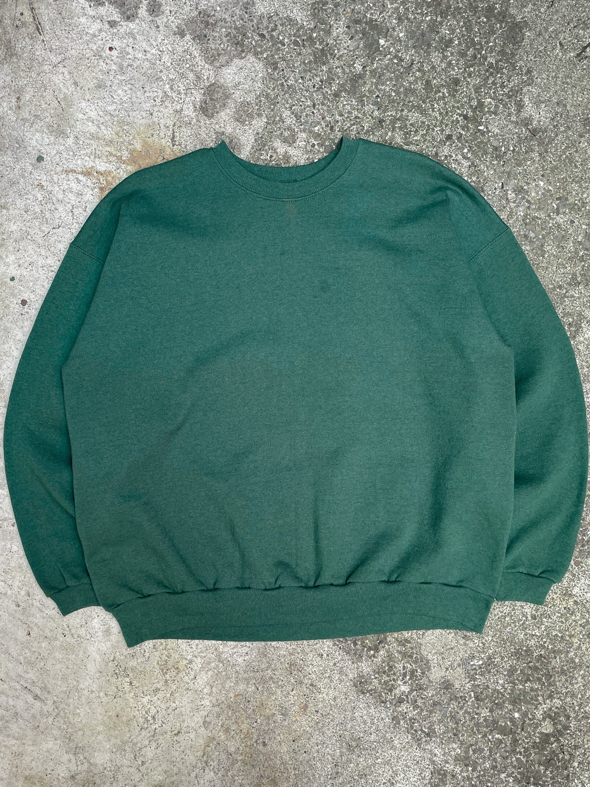 1990s Faded Green Blank Sweatshirt (XL)