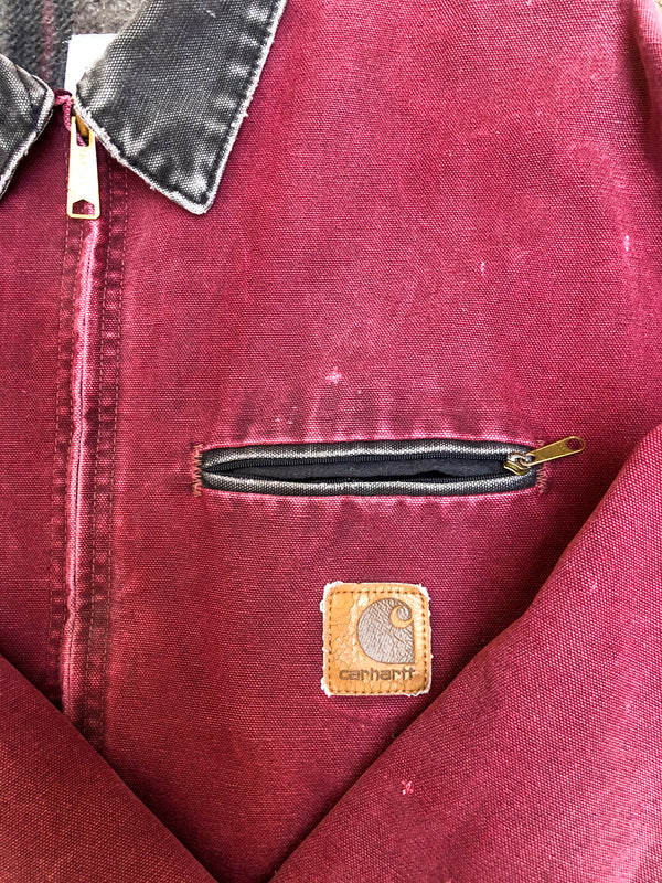 1990s Carhartt Faded Crimson Red Lined Work Jacket (XXL)