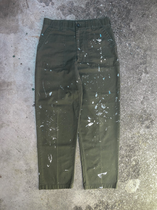 1980s Painted Faded OG-507 Military Pants (33X29)