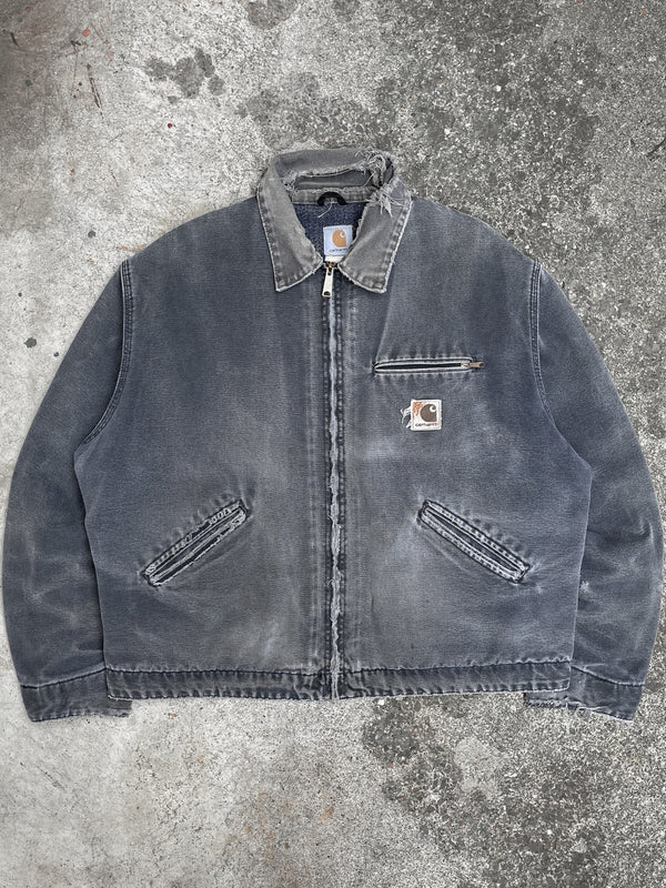 Vintage Carhartt Faded Petrol Blue Grey “Northeastern Industrial” Lined Work Jacket (XL)