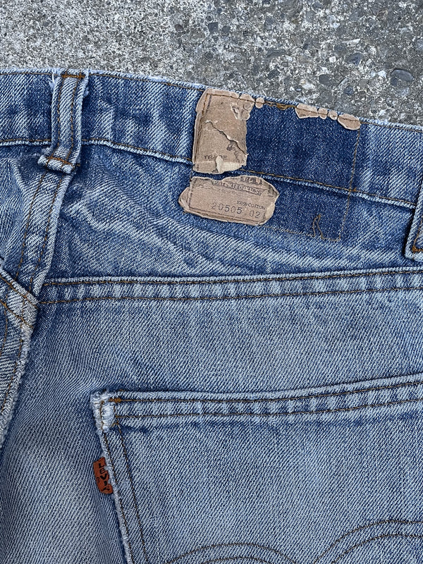 1970s/80s Orange Tab Levi’s Repaired Faded Blue 505 (31X32)