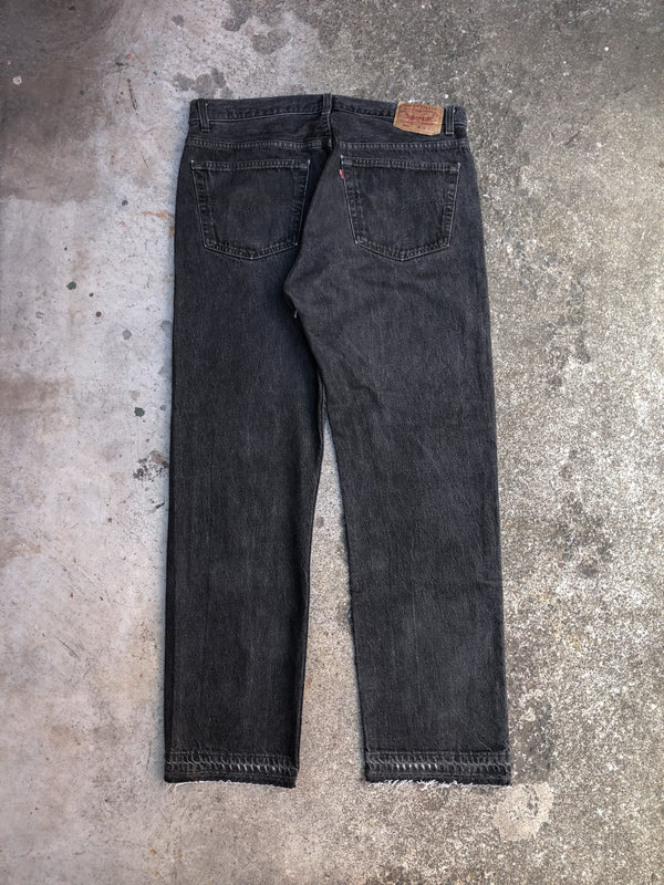 1990s Levis Repaired Dark Graphite 501 Released Hem (36X30)