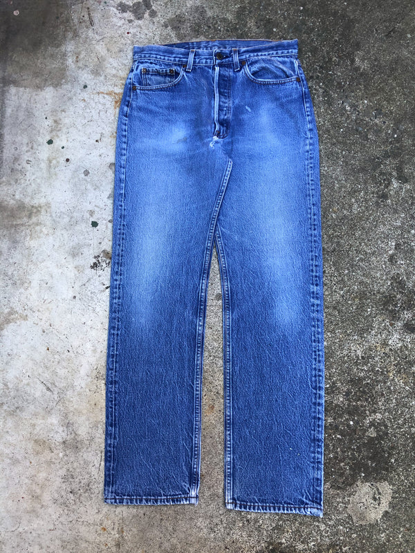 1980s Levis Repaired Faded Blue 501 (32X31)