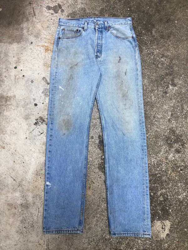 1990s Levis 501 Worn In Painted Blue (30X33)