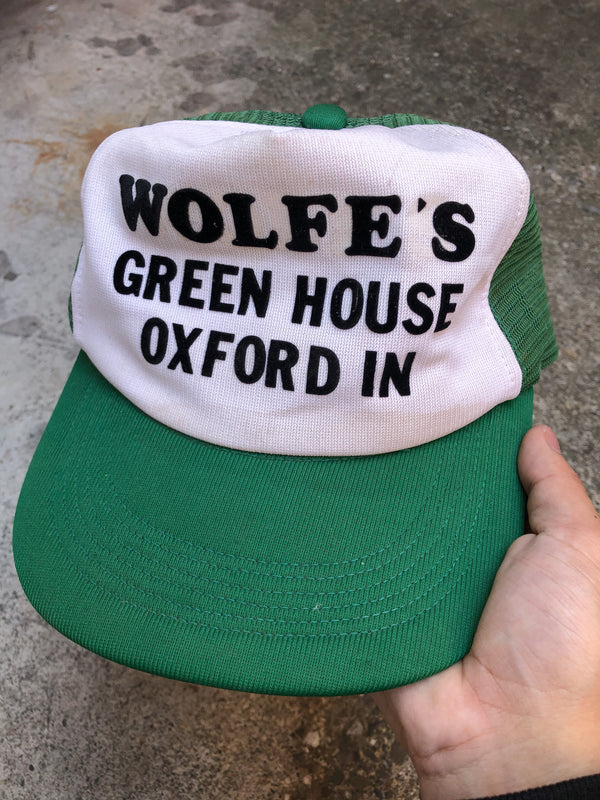 1980s/90s Green “Wolfe’s Green House” Trucker Hat