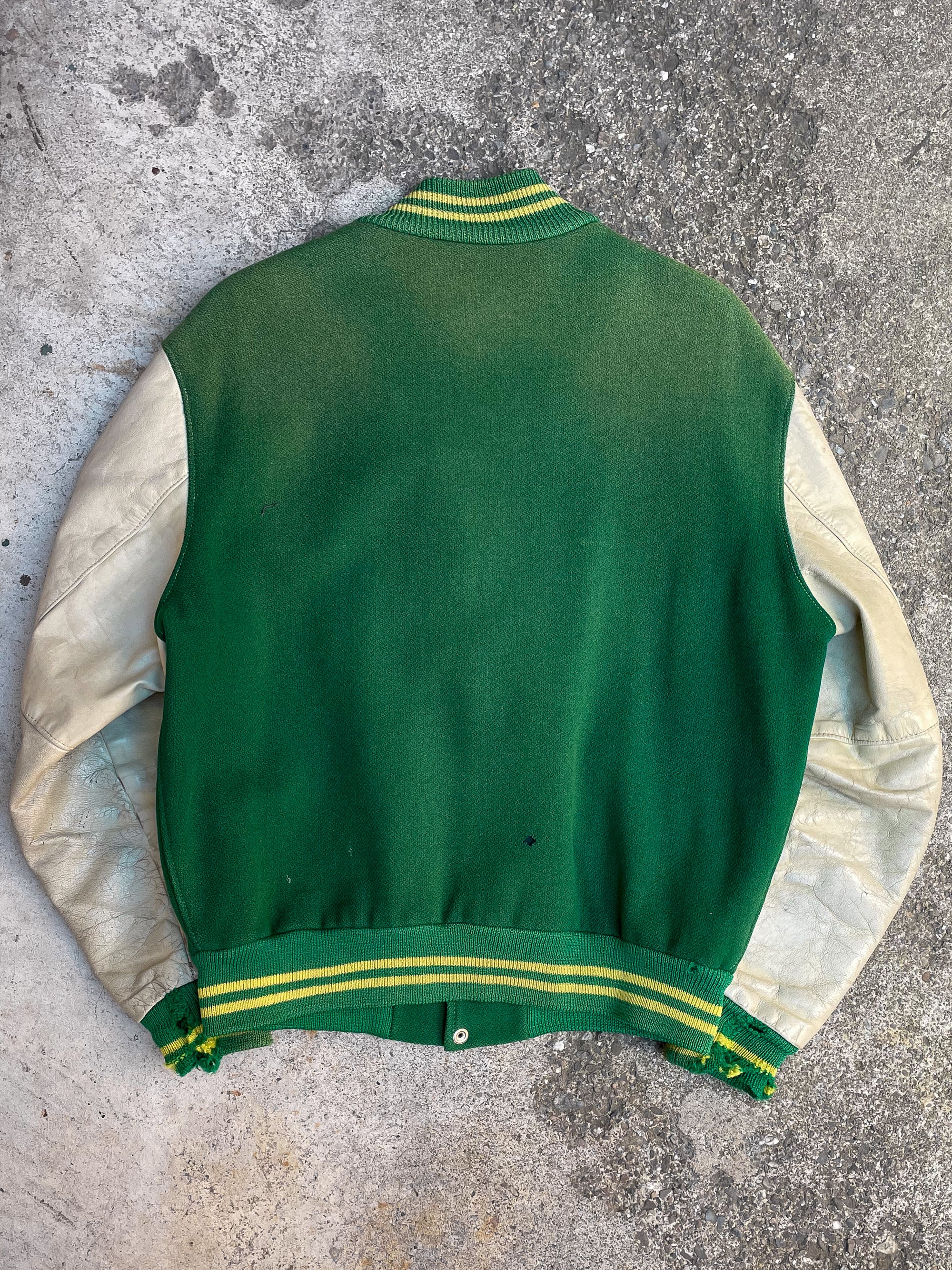 1970s Sun Faded Green Varsity Jacket