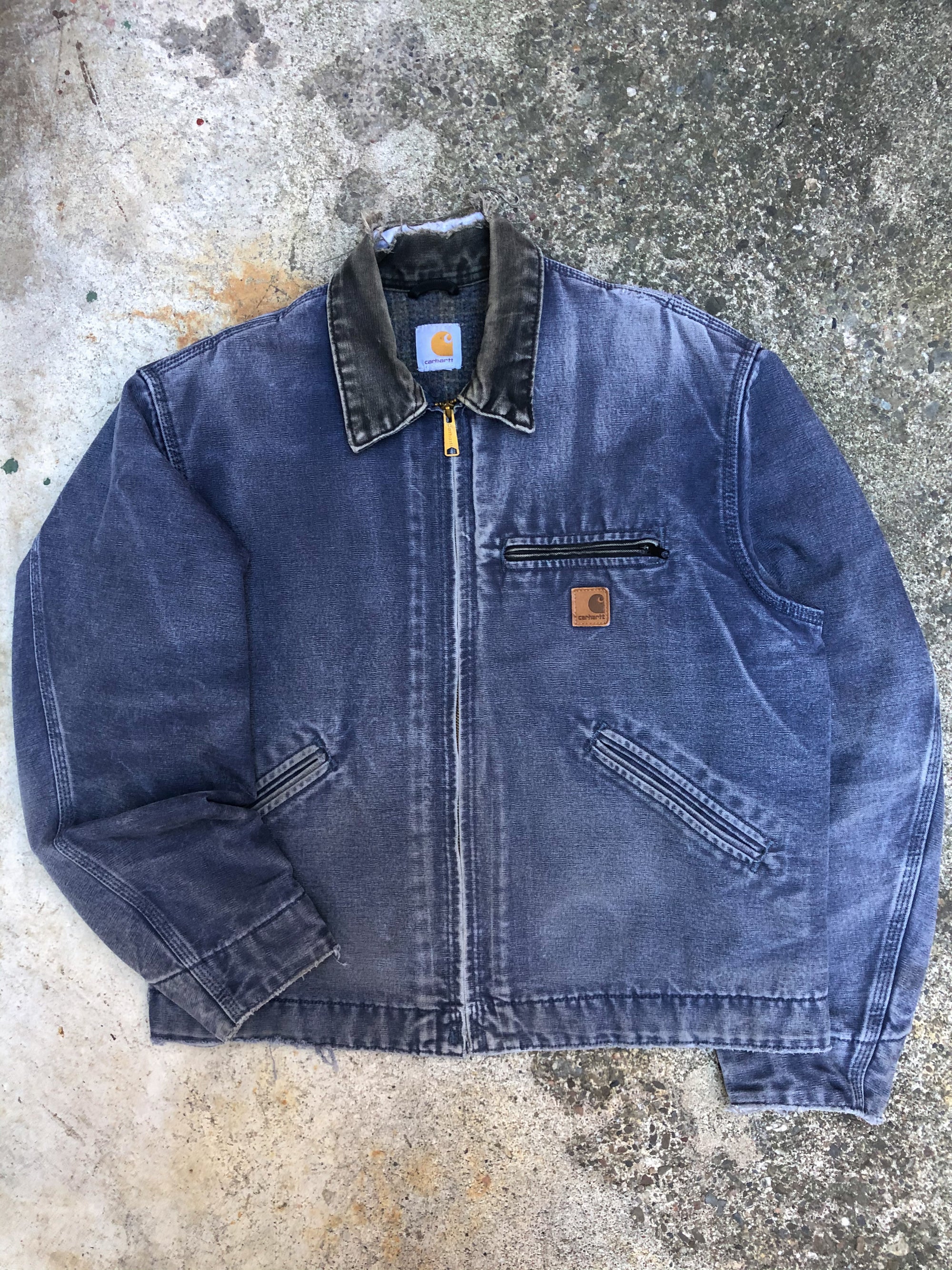 1990s Carhartt Faded Petrol Blue Lined Work Jacket (L)