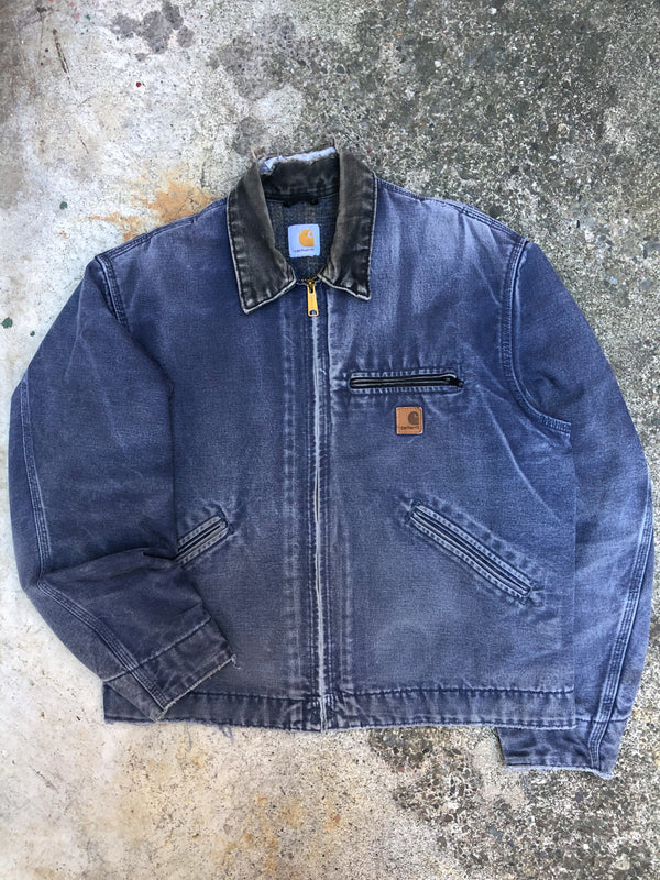 1990s Carhartt Faded Petrol Blue Lined Work Jacket (L)