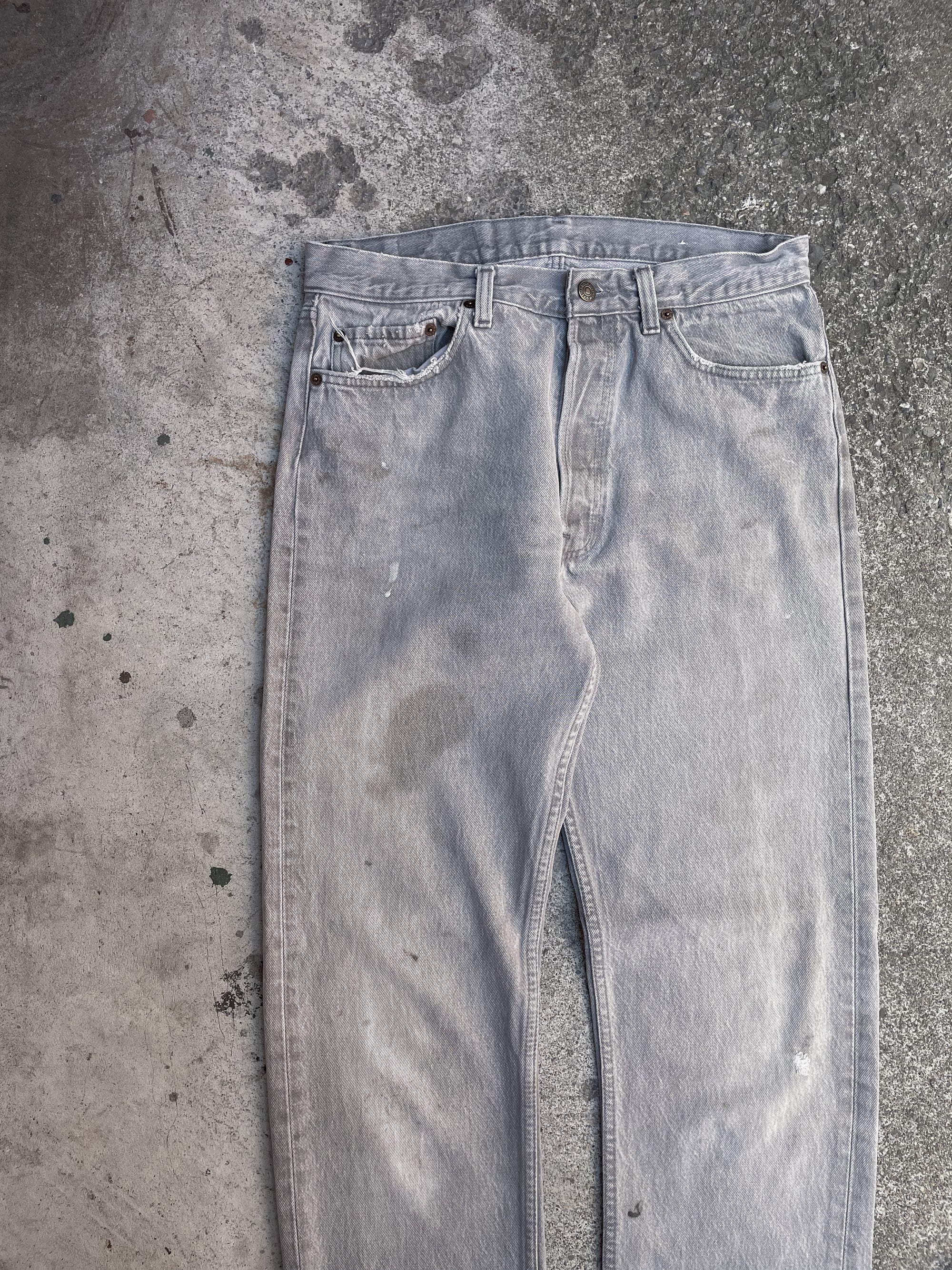 1980s Levi’s Faded Grey 501 Released Hem (32X33)