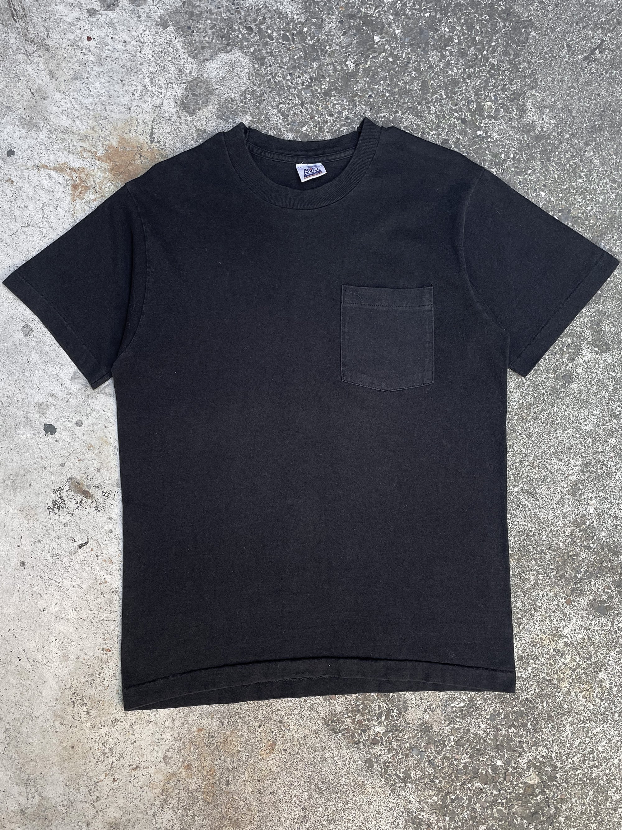 1990s Black Blank Single Stitched Pocket Tee (M)