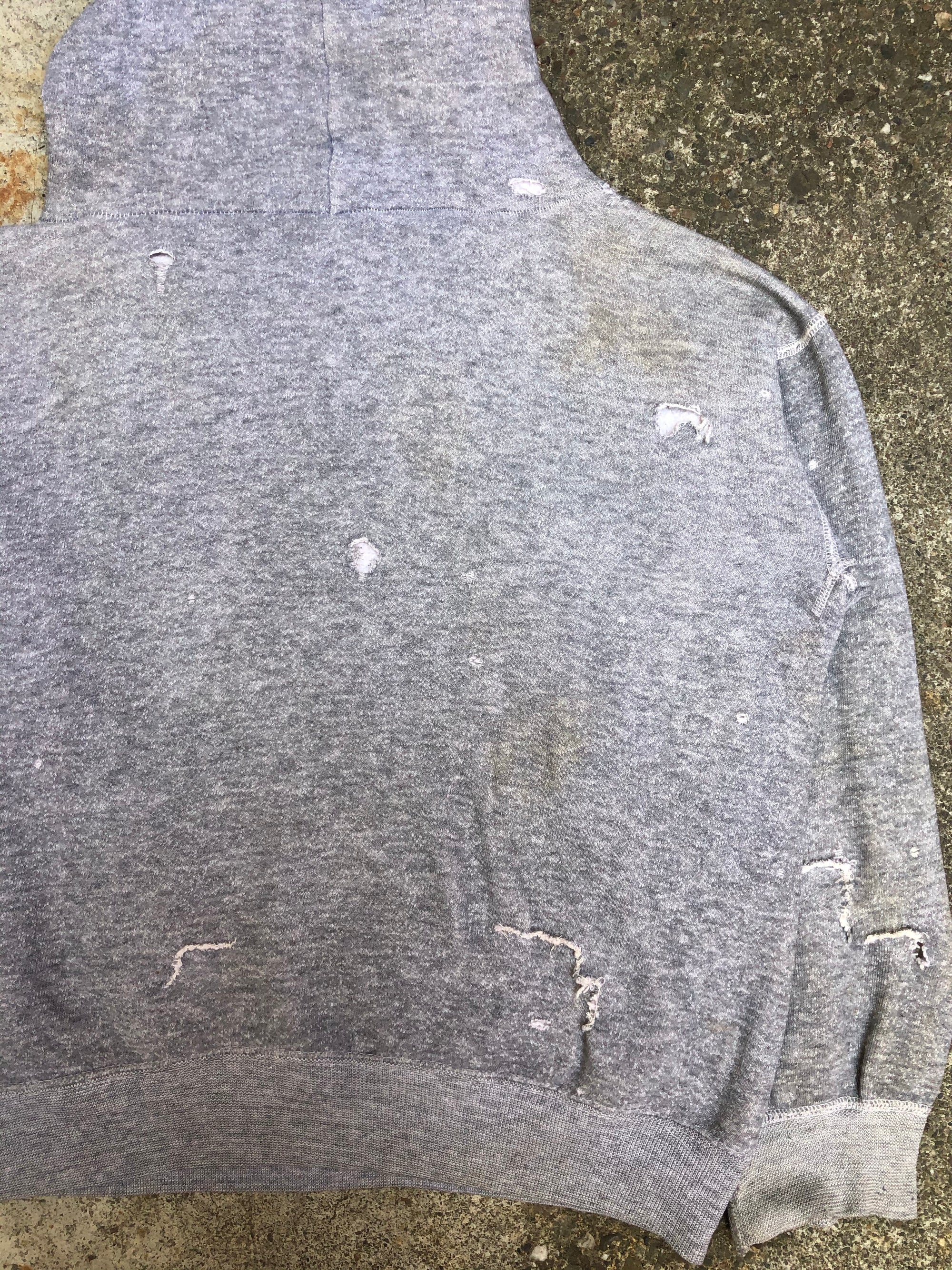 1950s/1960s Heather Grey Thrashed Repaired Blank Hoodie