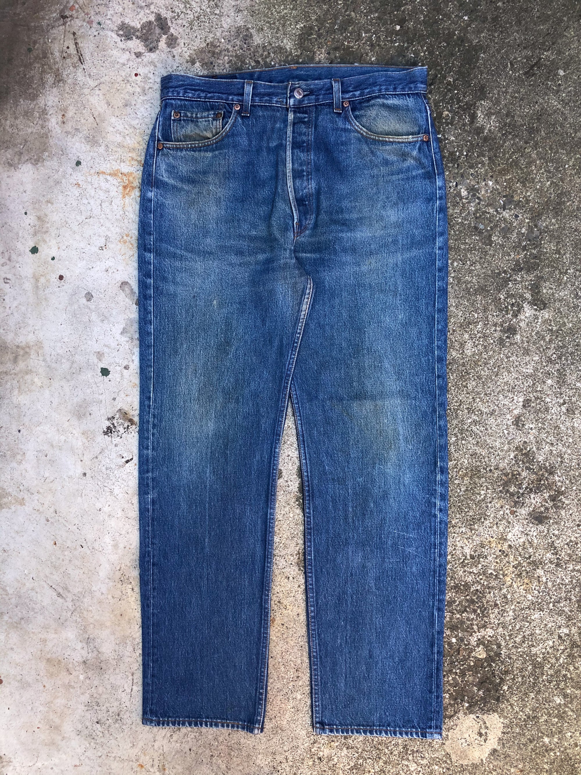 1990s Levis Worn In Blue 501 (34X30)