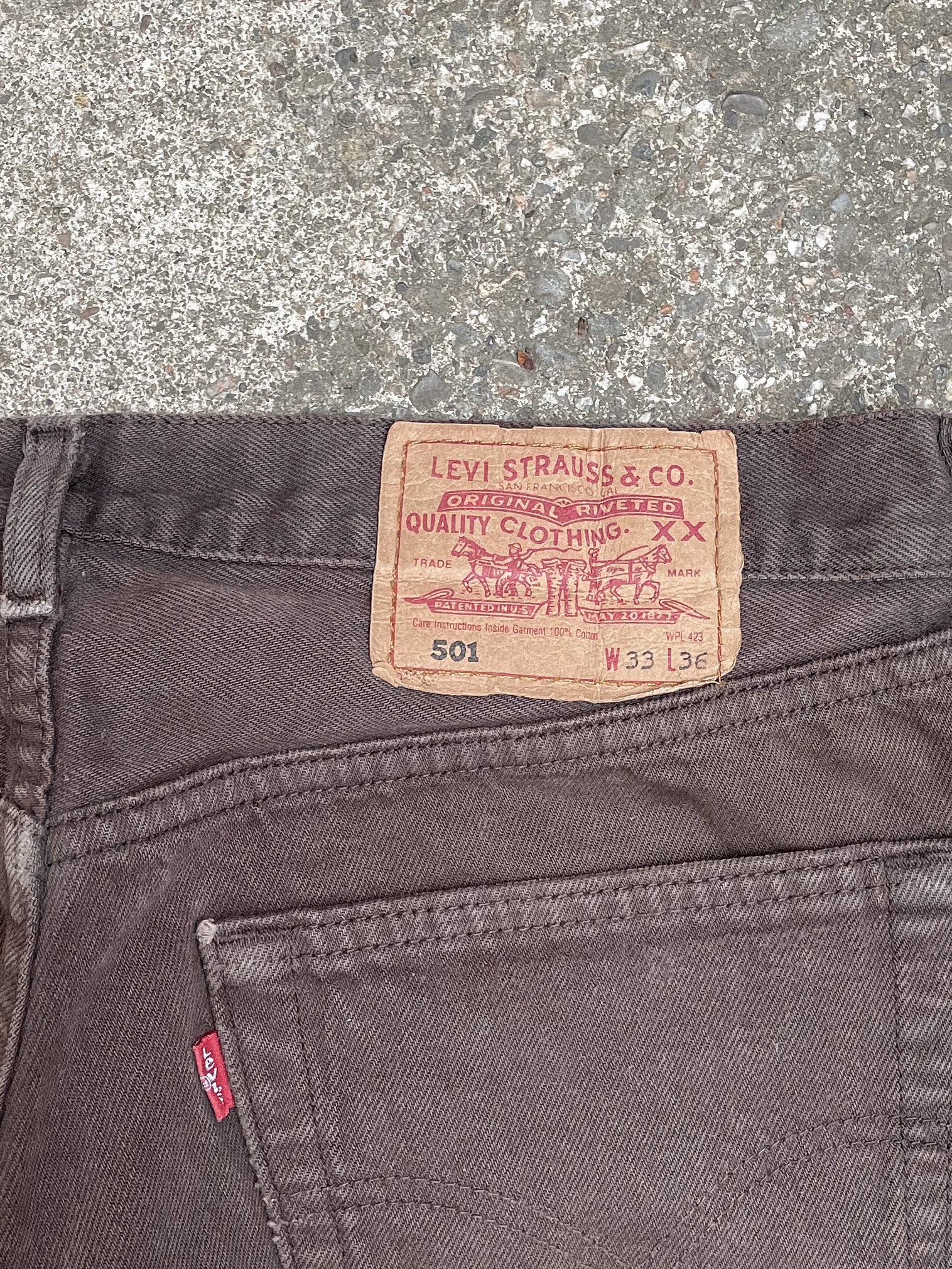 1990s Levi’s Faded Brown 501 Released Hem (31X29)