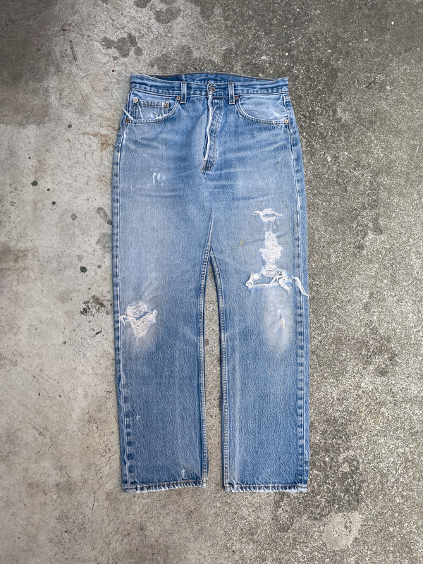 1990s Levi’s Distressed Faded Blue 501XX (30X28)