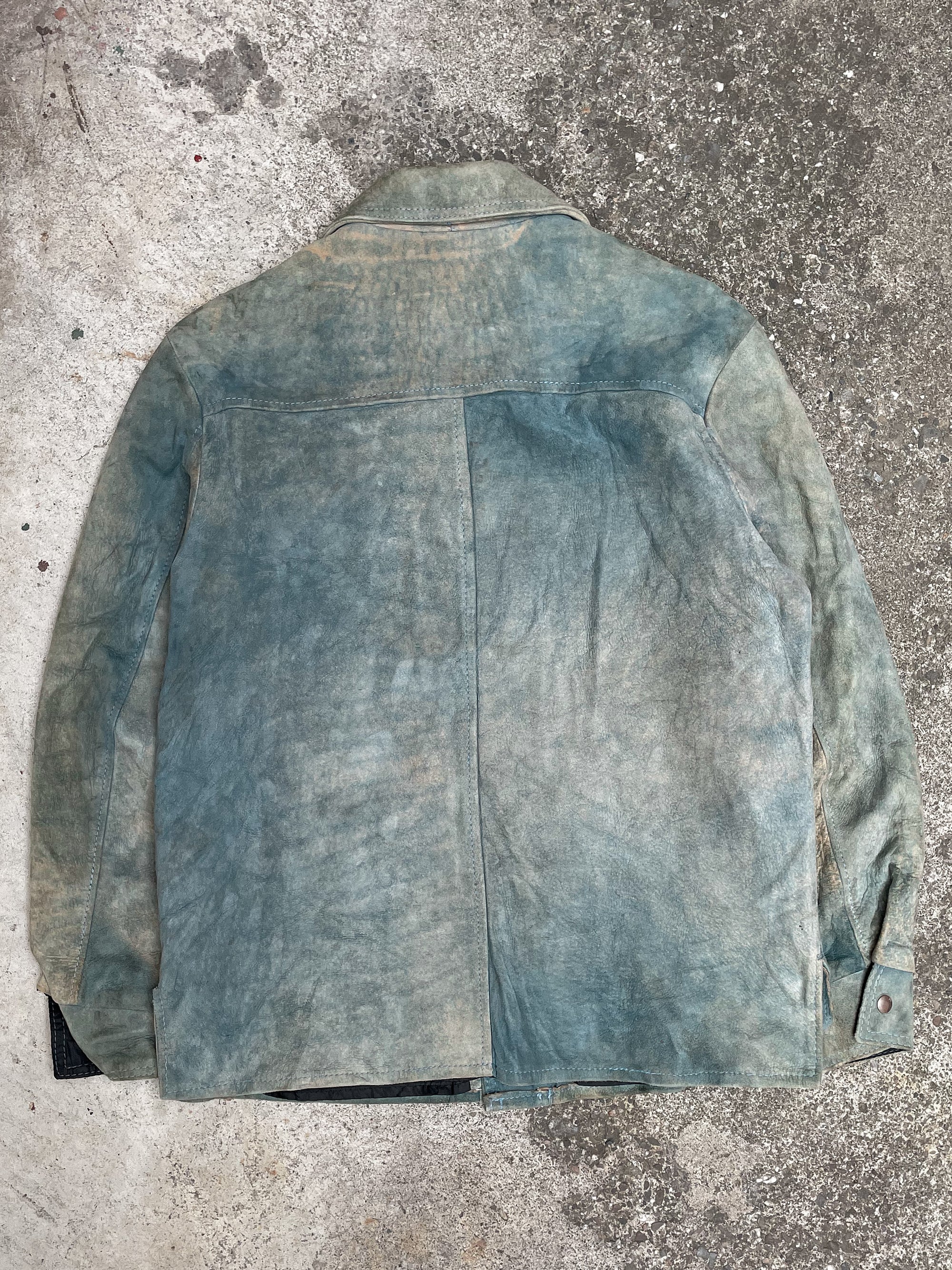 1970s Faded Teal Suede Leather Jacket