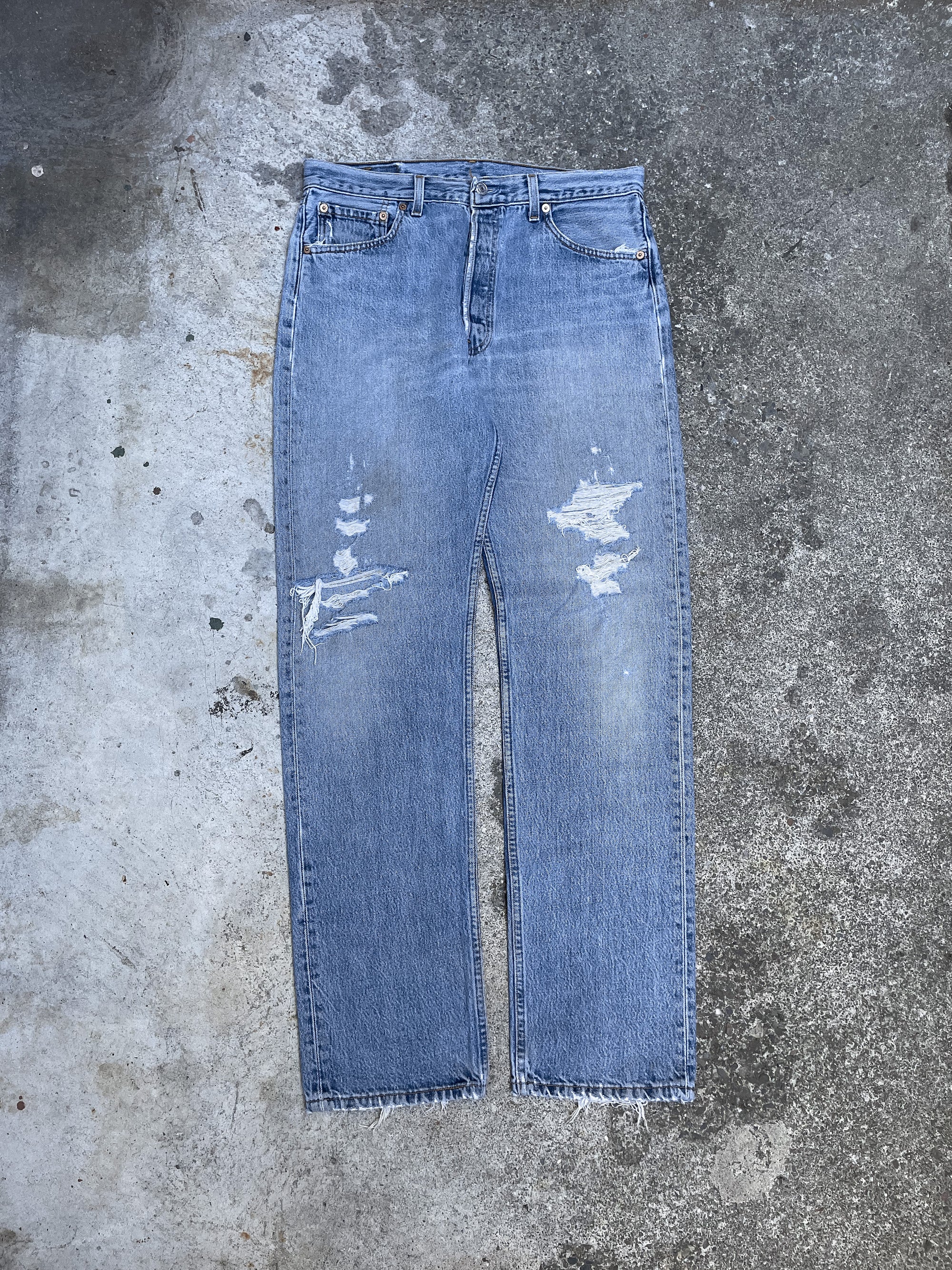 1990s Levi’s Distressed Faded Blue 501 (33X32)