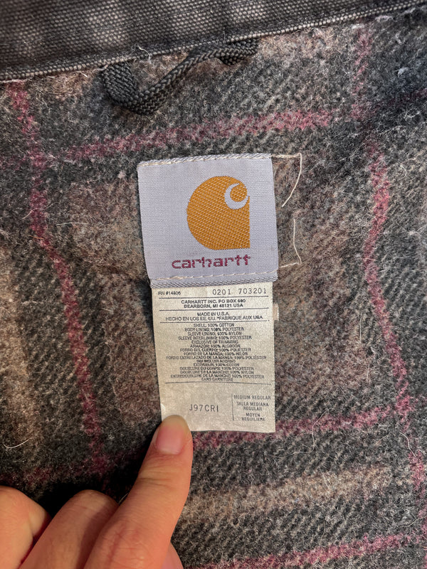 1990s Carhartt Faded Crimson Red Lined Work Jacket (M)