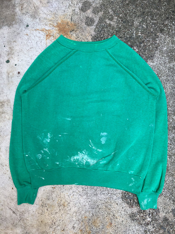 1970s Painted Faded Green Blank Raglan Sweatshirt