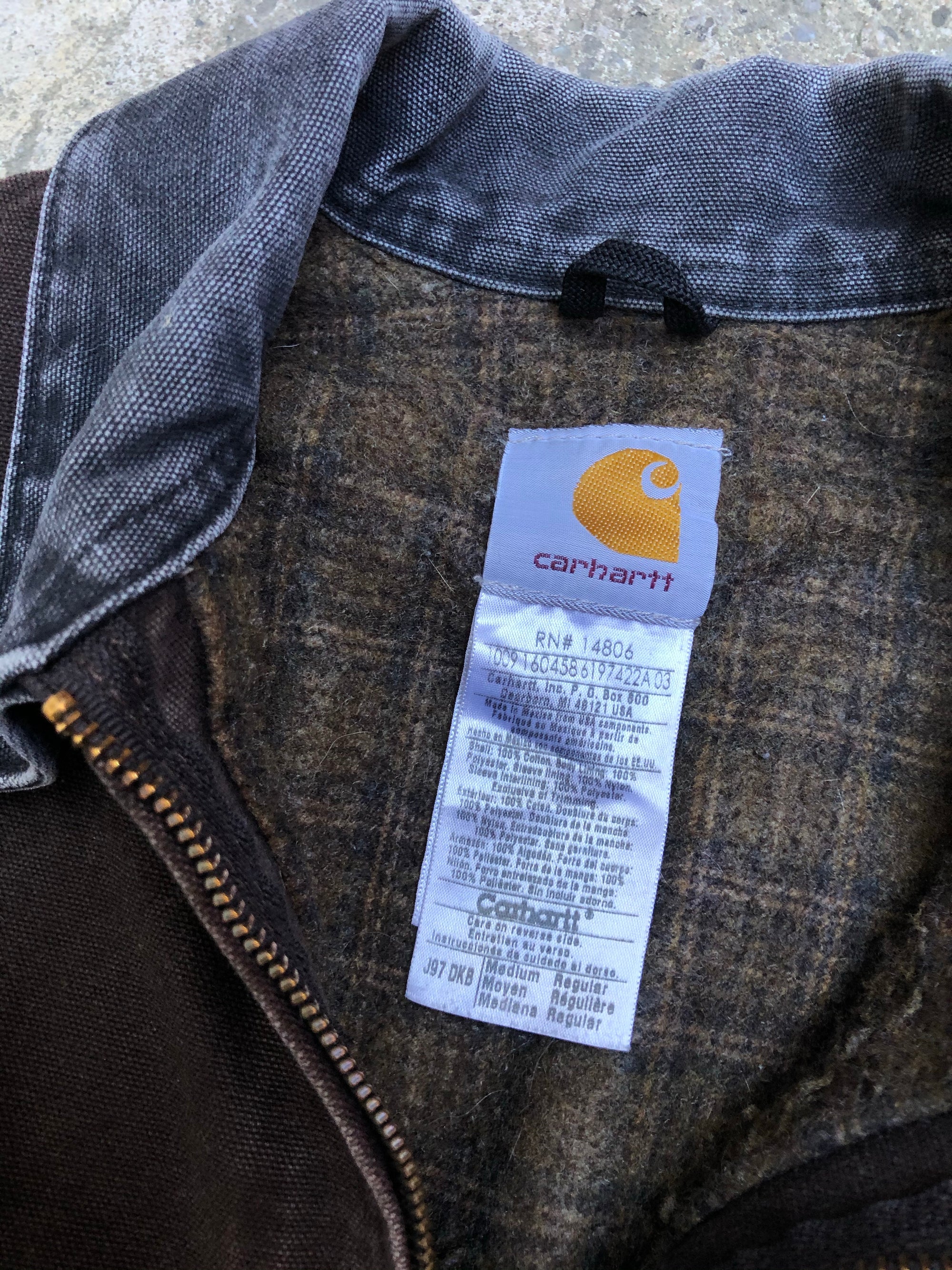 1990s Carhartt Faded Dark Brown Lined Work Jacket