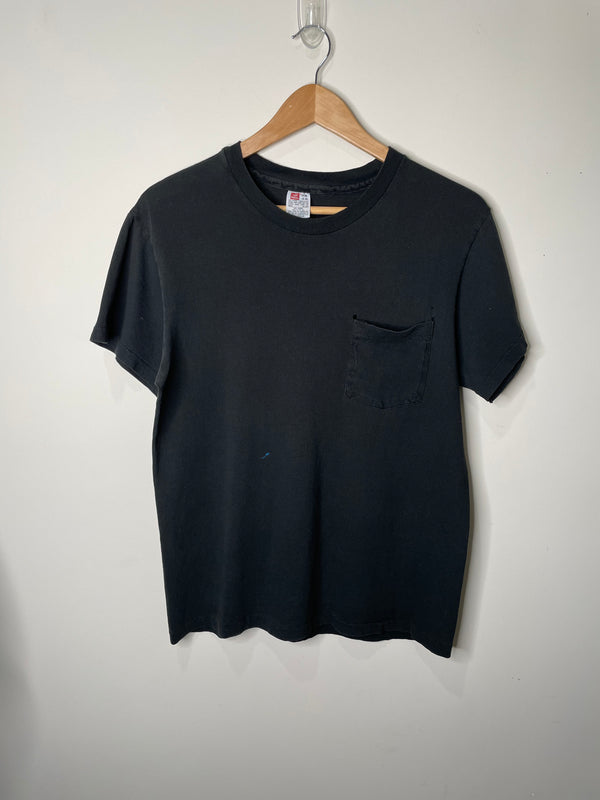 1990s Faded Black Blank Pocket Tee (M)