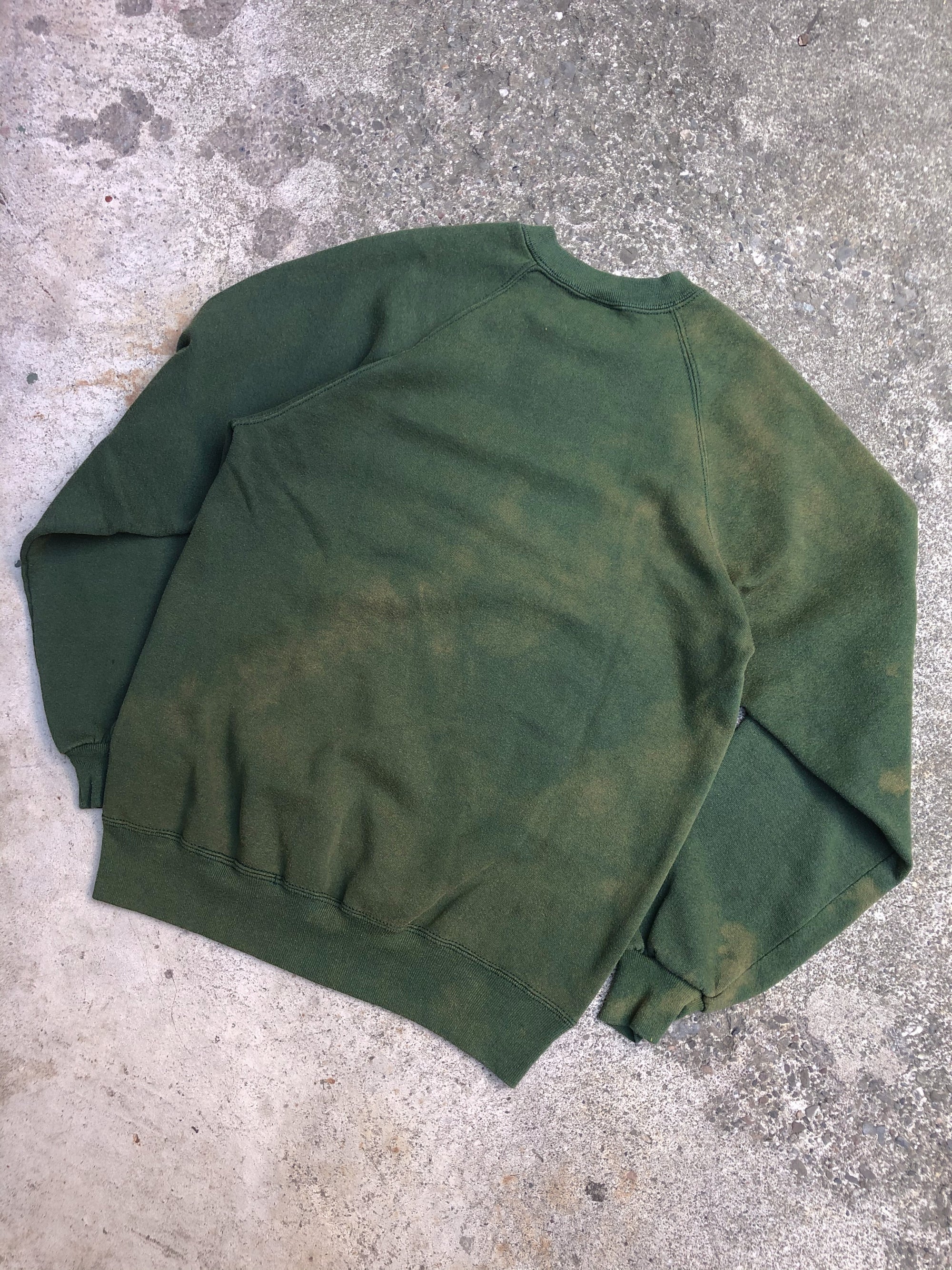 1980s Sun Faded Green Blank Raglan Sweatshirt