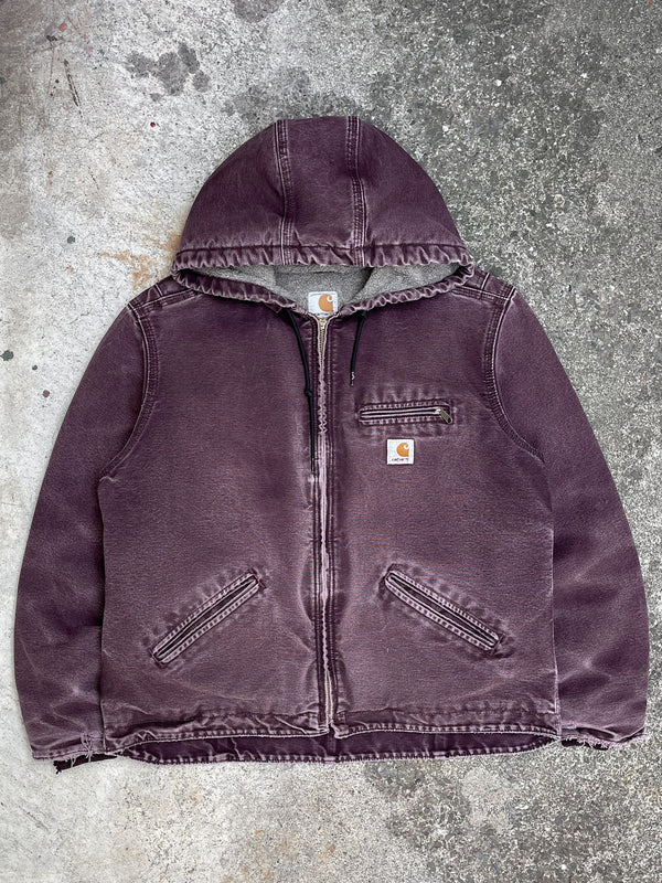 Carhartt Faded Dark Wine Hooded Lined Work Jacket