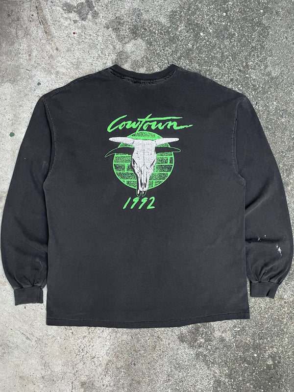 1990s “Cowtown” Faded Single Stitched Long Sleeve Tee (XL)