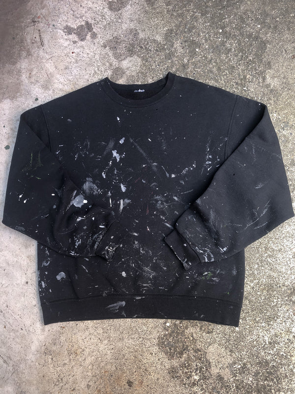 1990s Painted Faded Black Blank Sweatshirt