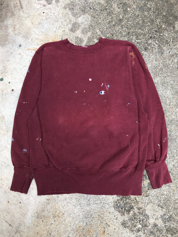 1990s Champion Sun Faded Maroon Blank Paint Sweatshirt