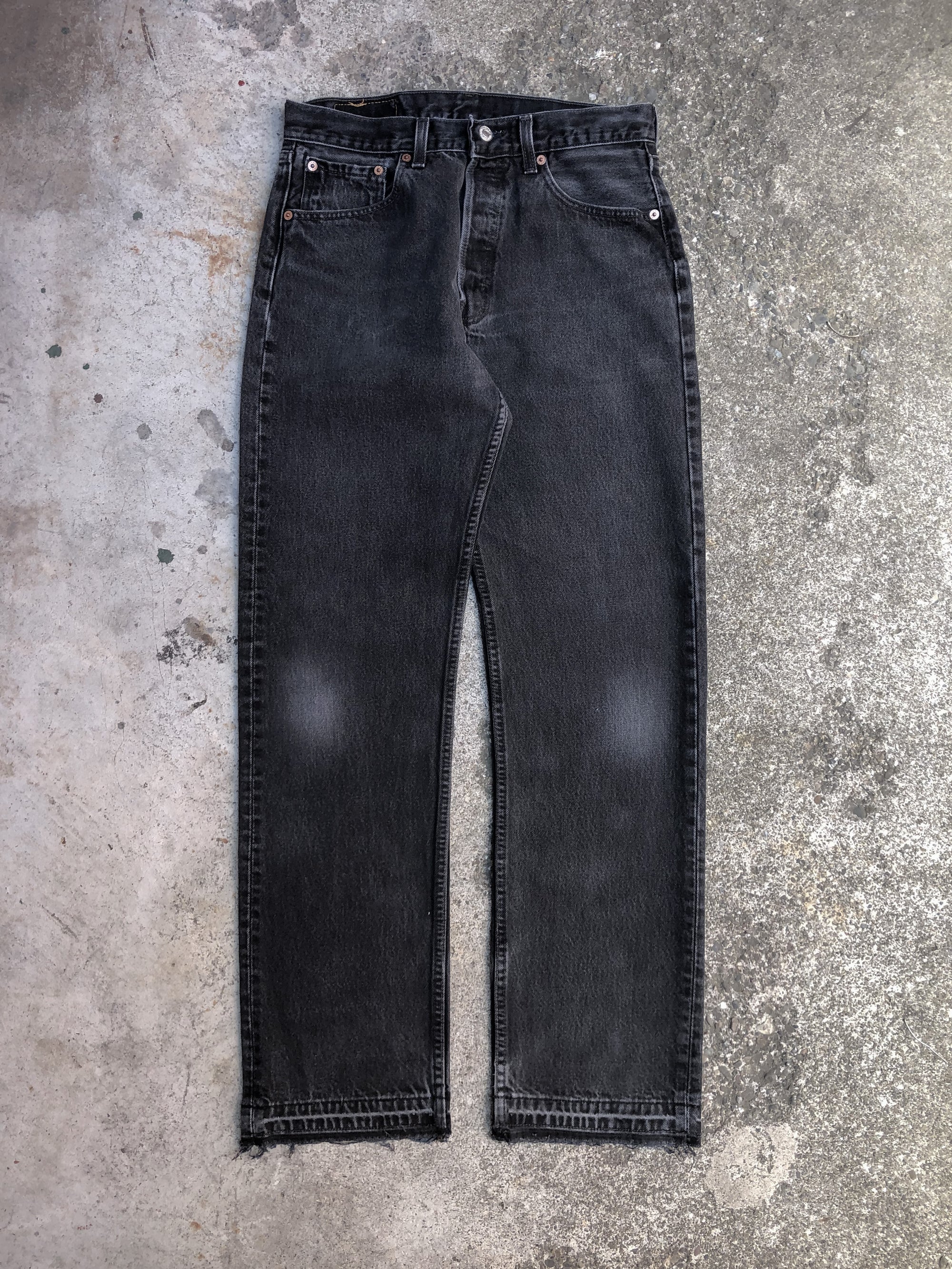 1990s Levis Faded Black 501 Released Hem (30X31)