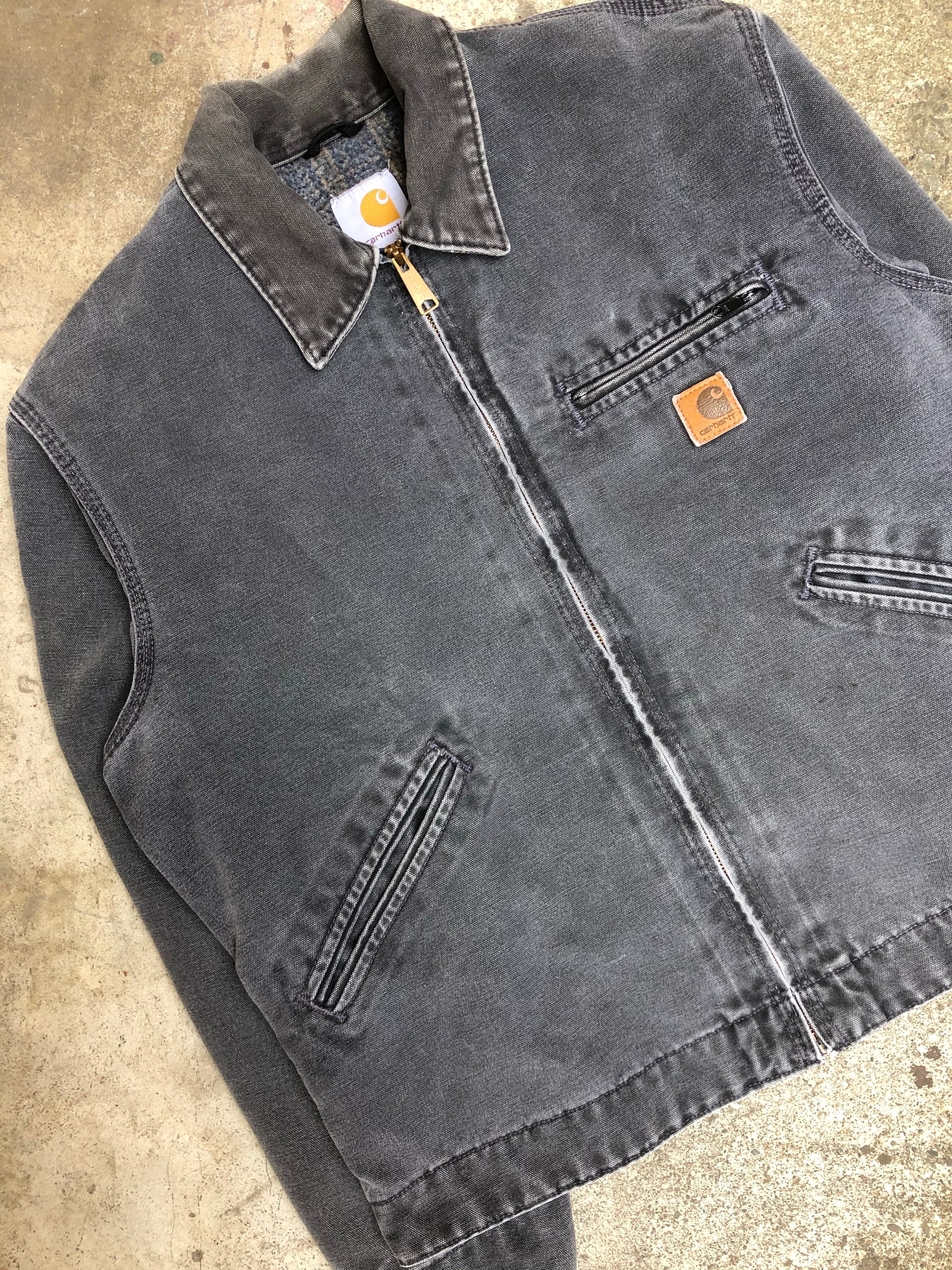 1990s Carhartt Faded Petrol Blue Lined Work Jacket