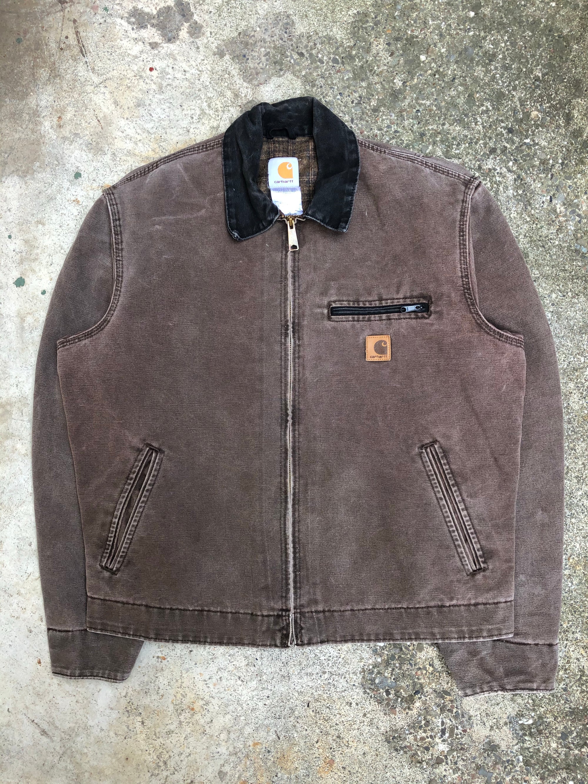 1990s Carhartt Faded Chocolate Lined Work Jacket (M)