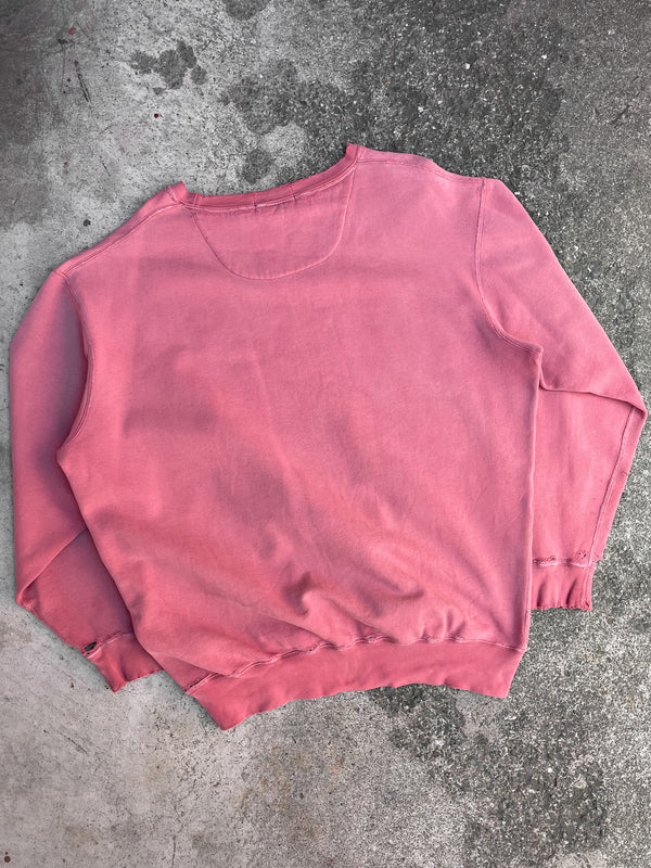 1990s Polo Distressed Repaired Coral Pink Sweatshirt (XXL)