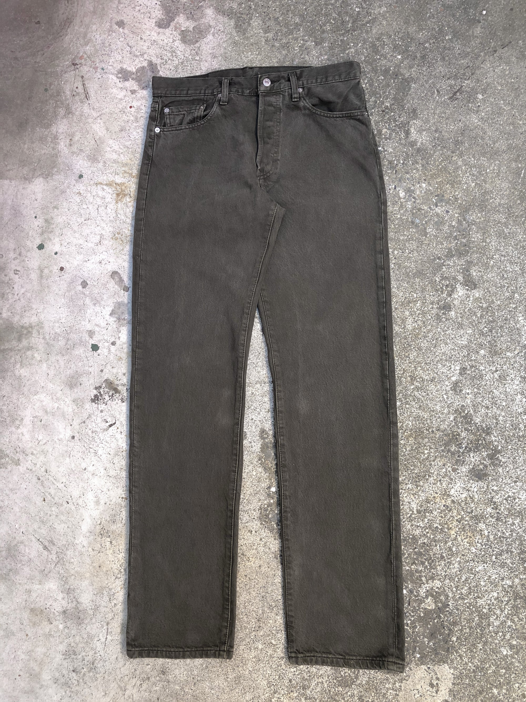 1990s/00s Levis Faded Olive Green 501 (32X33)