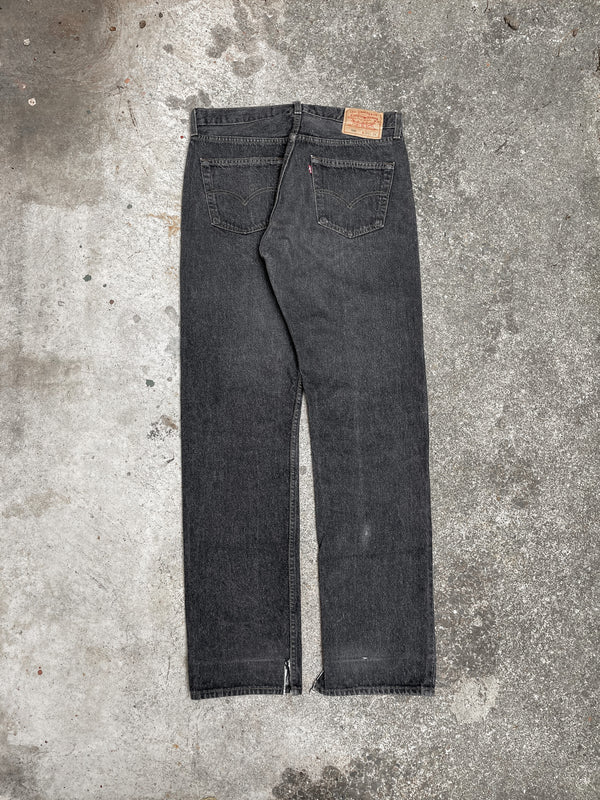 1990s Levi’s Faded Dark Charcoal Grey 501 Split Hem (33X33)