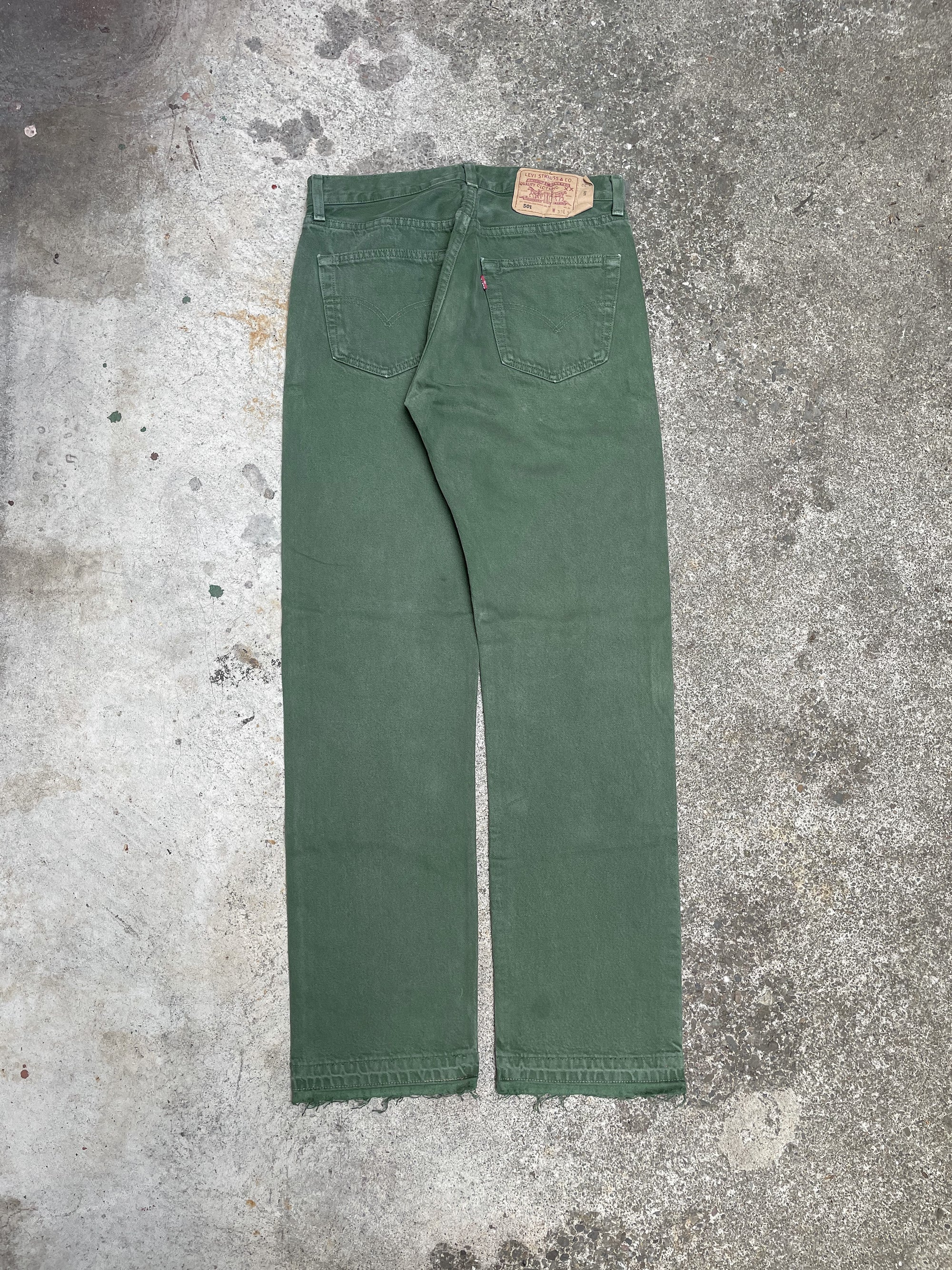 1990s Levi’s Faded Green 501 Released Hem (30X31)