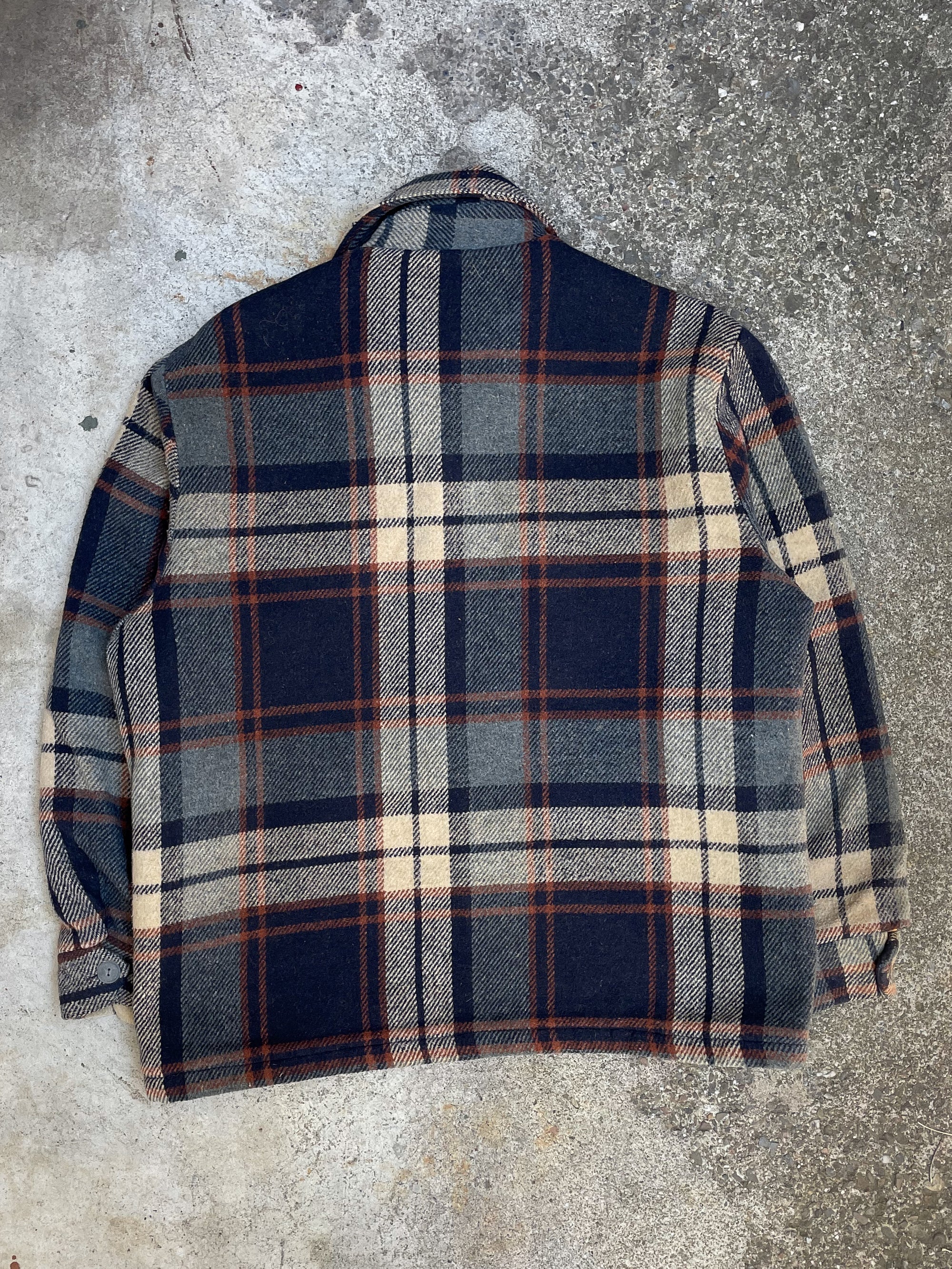 1970s Navy and Cream Fleece Lined Flannel