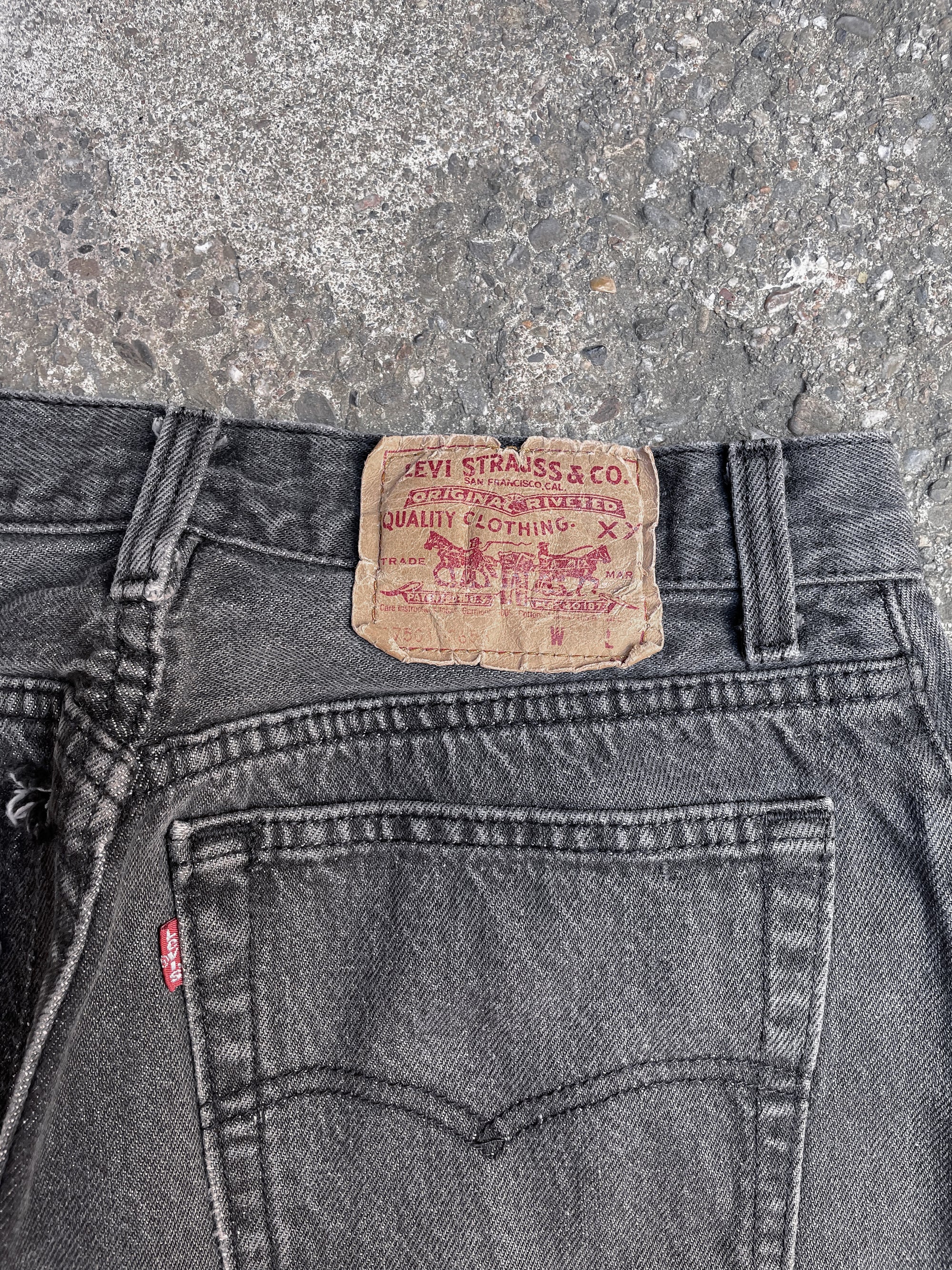 1980s/90s Levis Faded Charcoal 501 Removed Pocket (28X30)