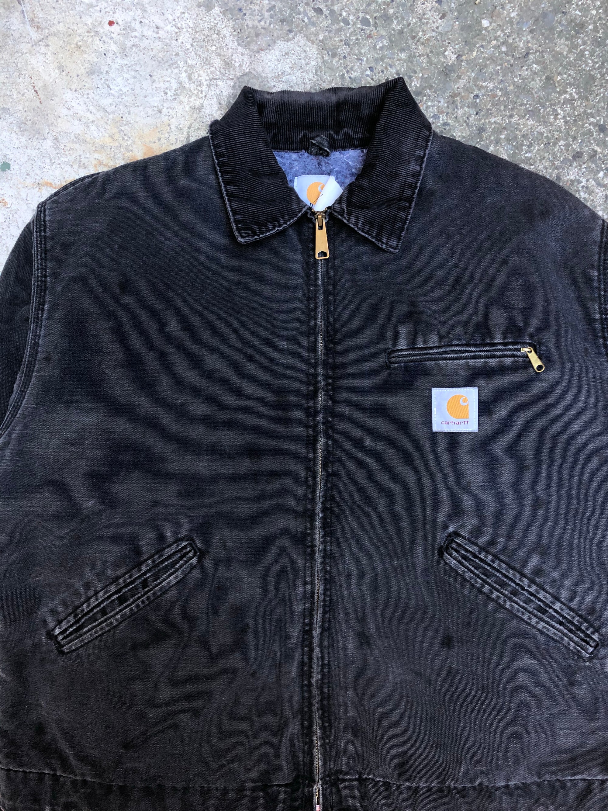 1990s Carhartt Faded Black Lined Work Jacket