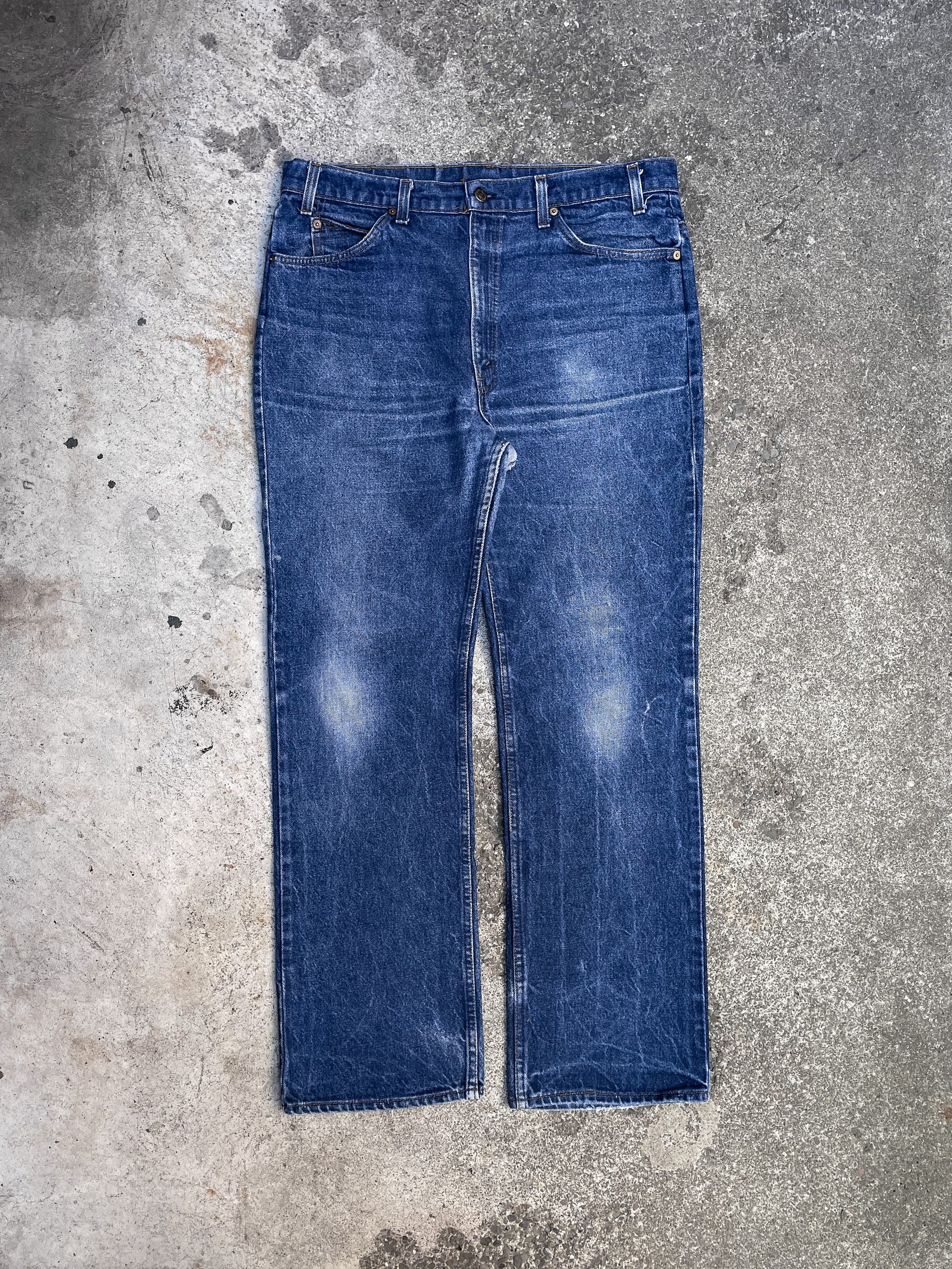 1980s Orange Tab Levi’s Repaired Faded Indigo 517 (36X31)