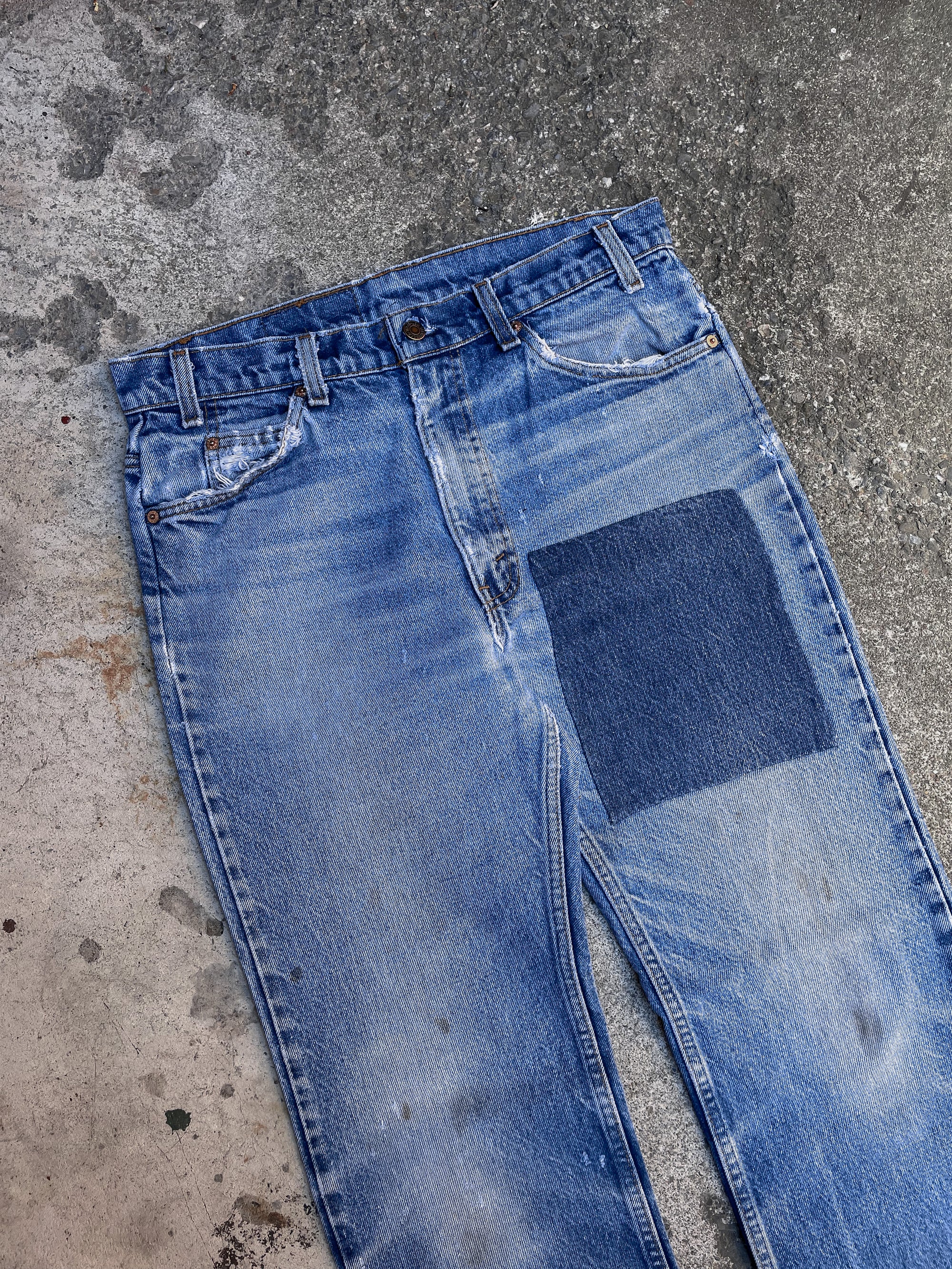 1980s Levis Patch Repaired Worn In Blue 517 (33X32)