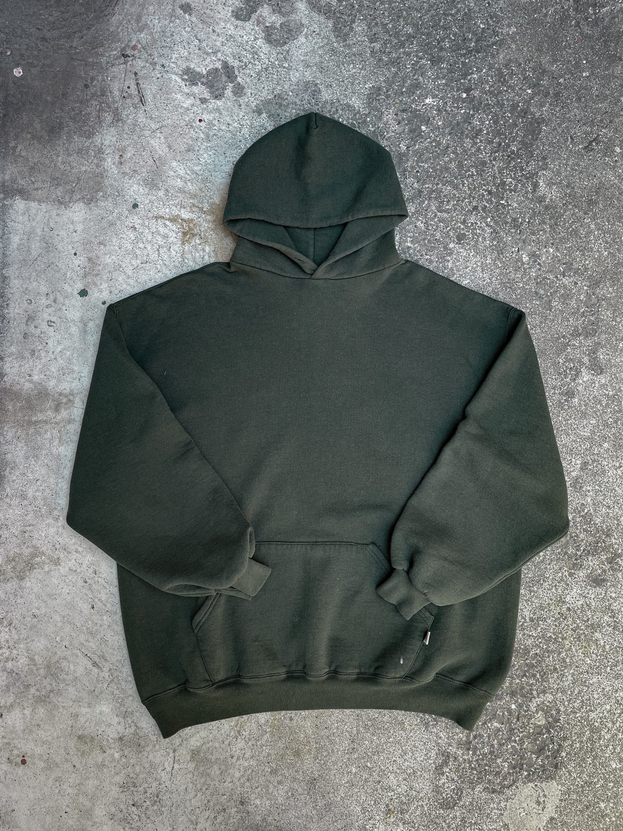 1990s Russell Faded Green Blank Hoodie