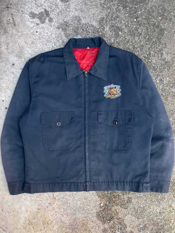 1980s “Camel” Sun Faded Navy Lined Work Jacket