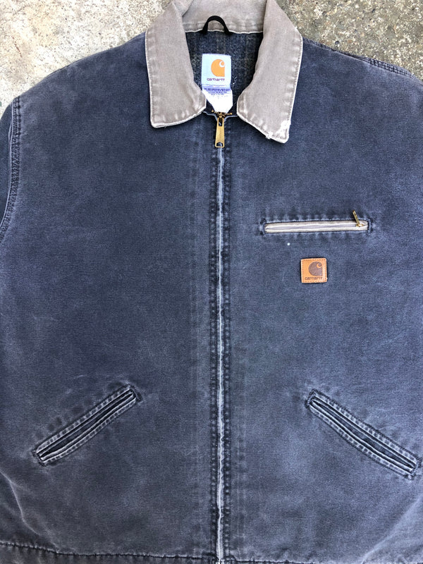 1990s Carhartt Faded Petrol Blue Lined Work Jacket (XL)