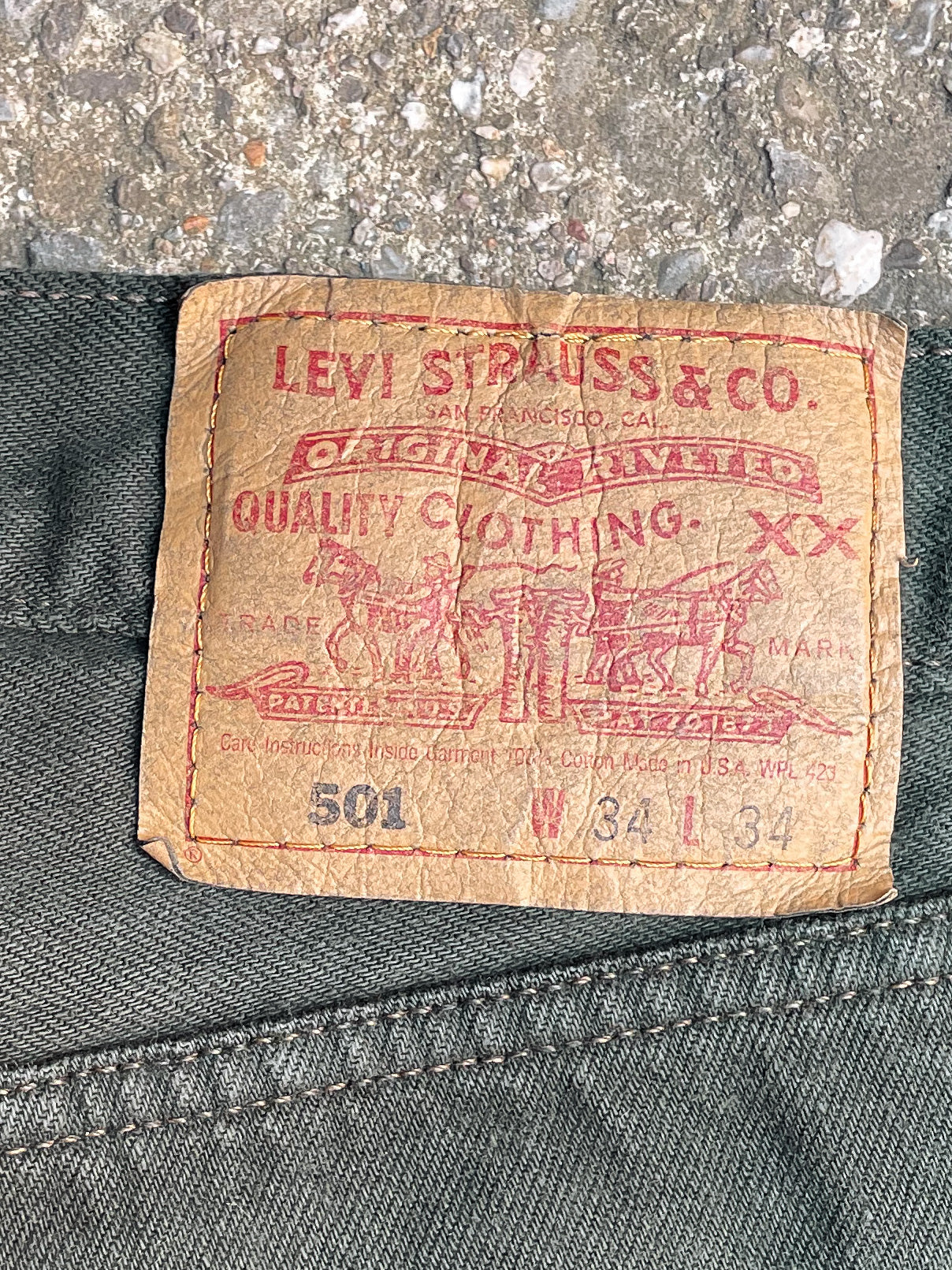 1990s Levi’s Pine Green 501 Raw Hem (32X31)