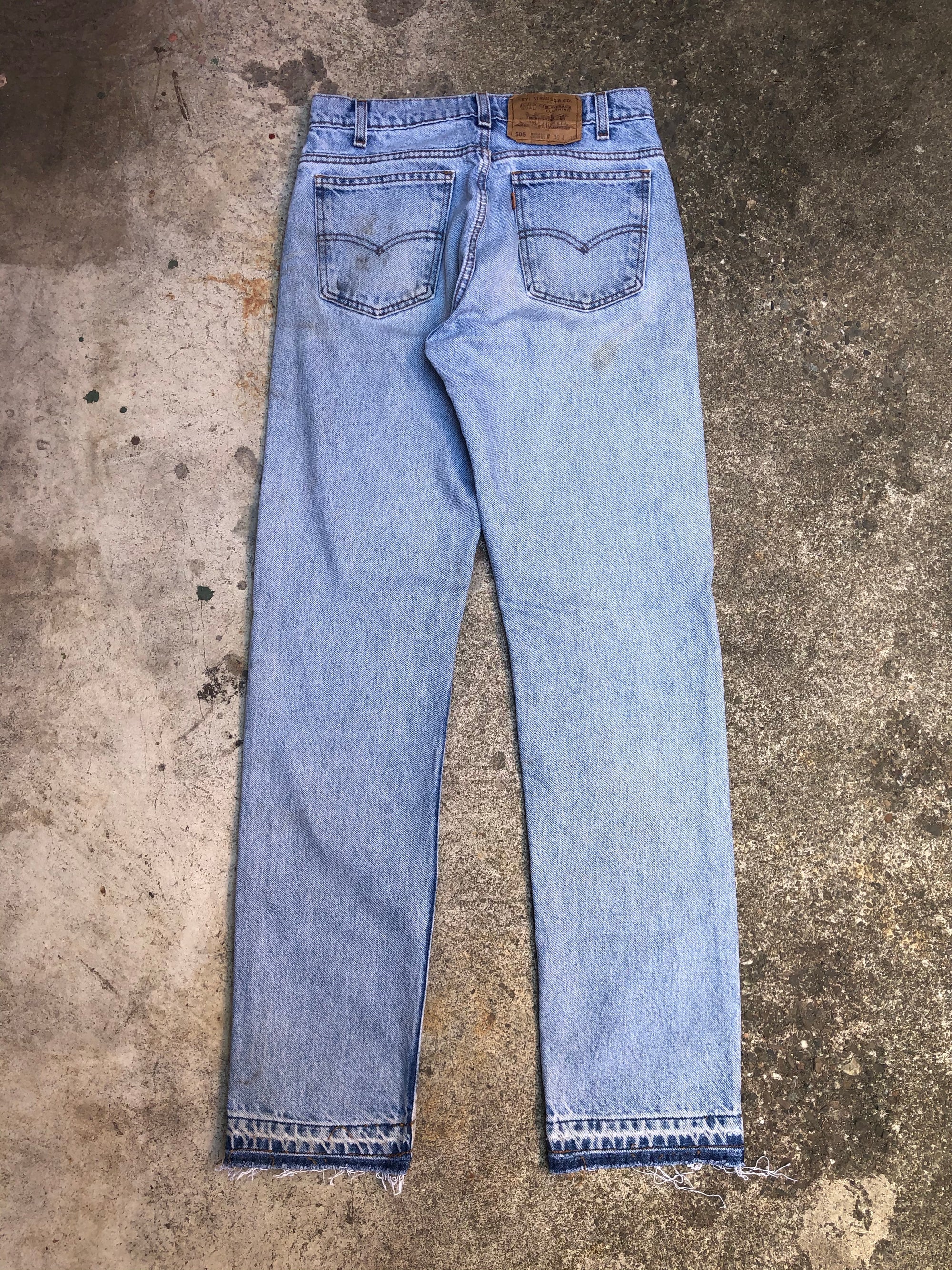 1990s Orange Tab Levis 505 Faded Blue Released Hem (29X32)