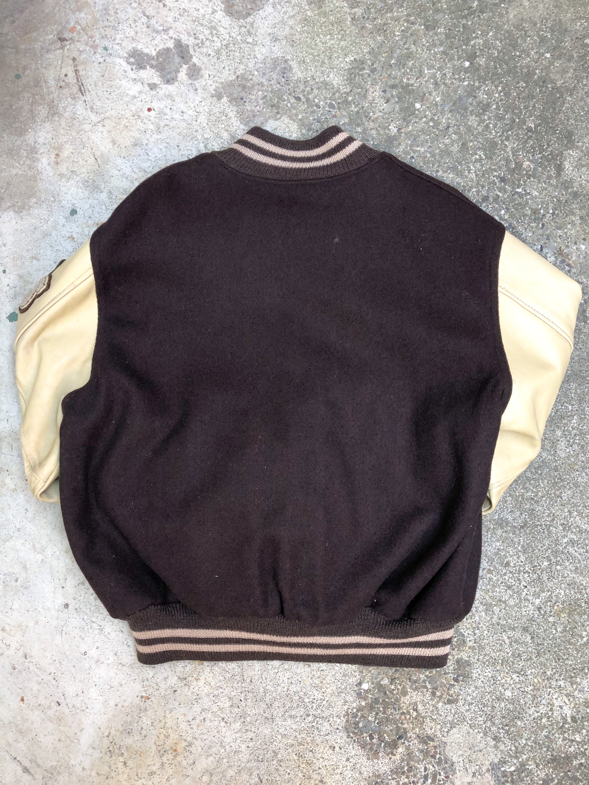 1970s Brown Chain Stitch “Ed” Varsity Jacket