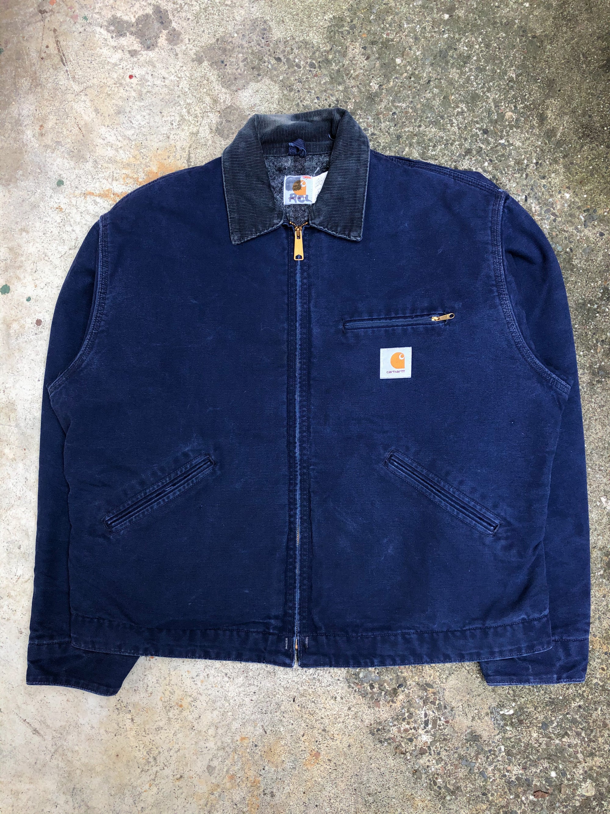 1990s Carhartt Navy Blue Lined Work Jacket (L/XL)