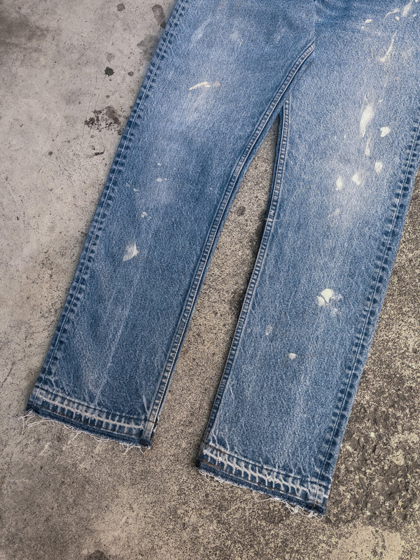 1980s Levis Painted Faded Blue 505 Released Hem (31X30)